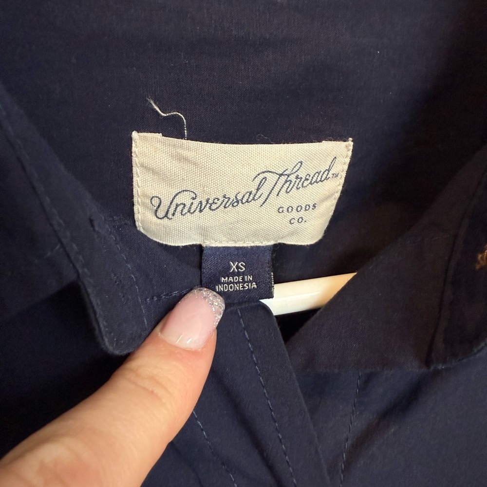 Universal Thread Dark Blue Long Sleeve Button Up Dress - Picture 3 of 6